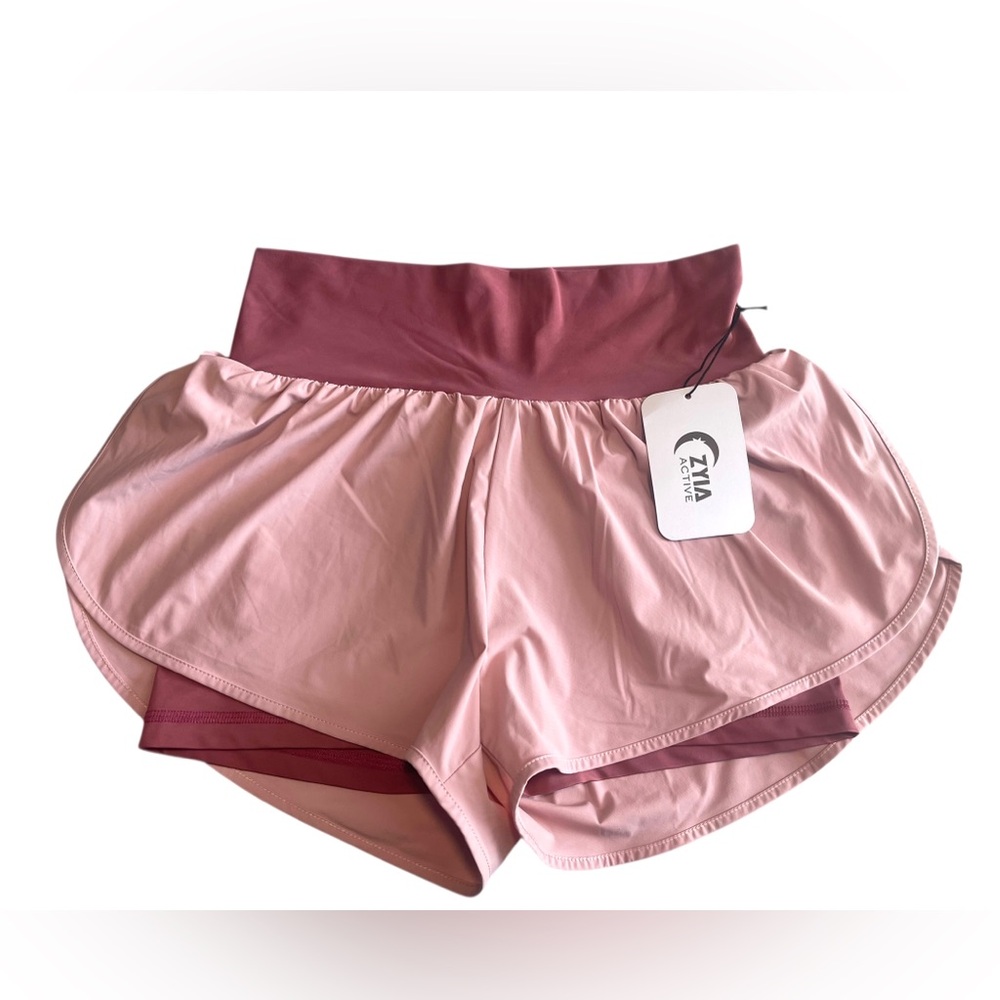 Zyia Active Muted It's A Mood Womens Pink Activewear Fitness Shorts Size XL NWT